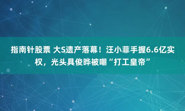 指南针股票 大S遗产落幕！汪小菲手握6.6亿实权，光头具俊晔被嘲“打工皇帝”
