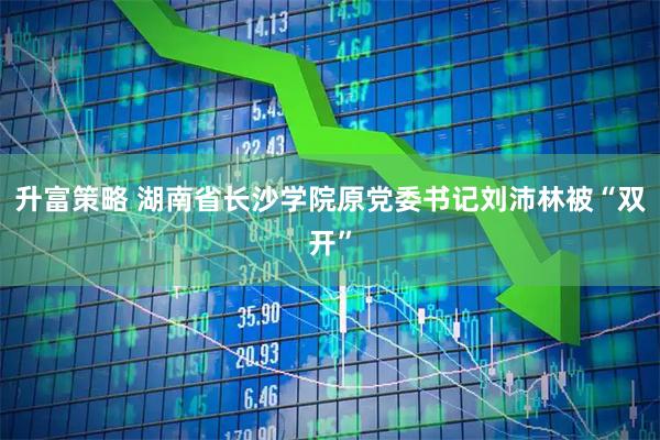 升富策略 湖南省长沙学院原党委书记刘沛林被“双开”