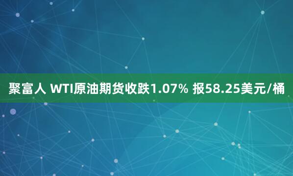 聚富人 WTI原油期货收跌1.07% 报58.25美元/桶